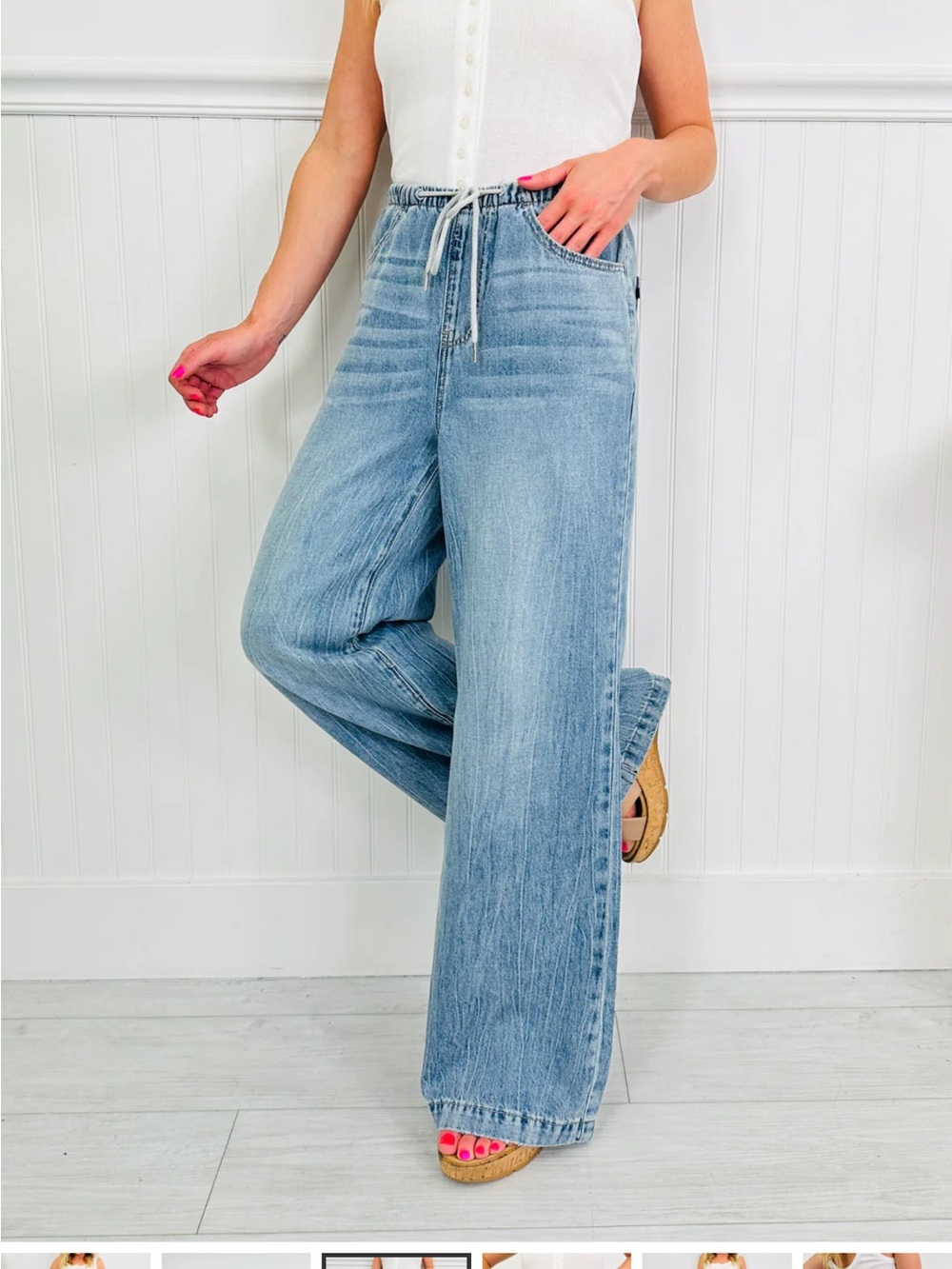 Judy Blue Featherweight Flow Palazzo Jeans - Picture 1 of 7
